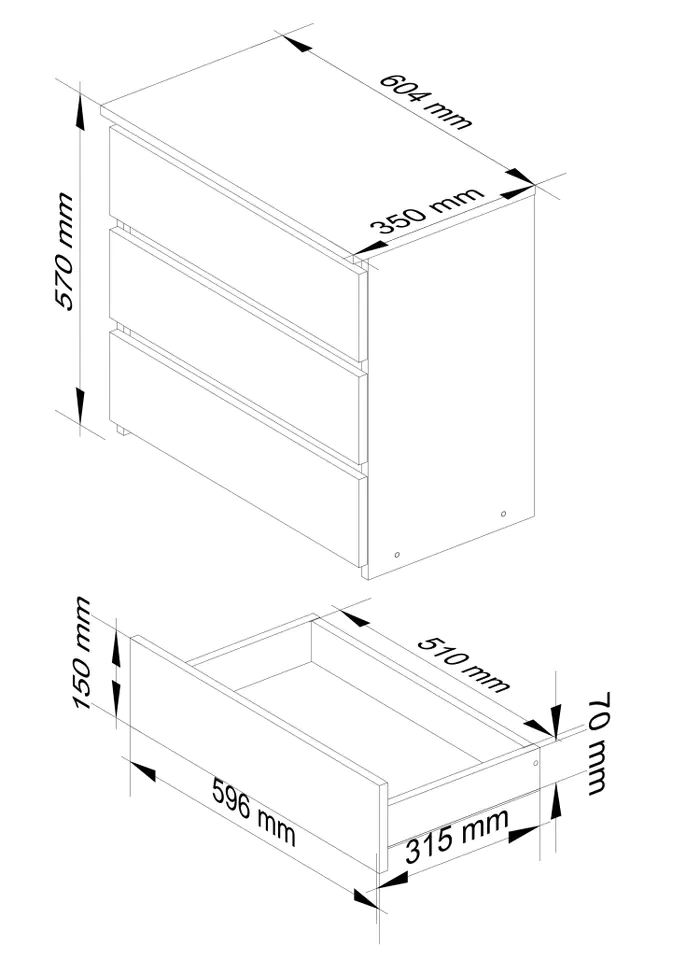 BEDSIDE TABLE CL3 60 cm WENGE / WHITE