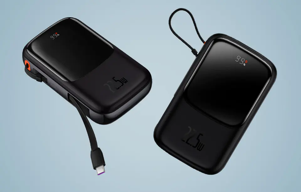 Powerbank Baseus Qpow Pro with USB-C, USB-C, USB, 10000mAh cable, 22.5W (black)
