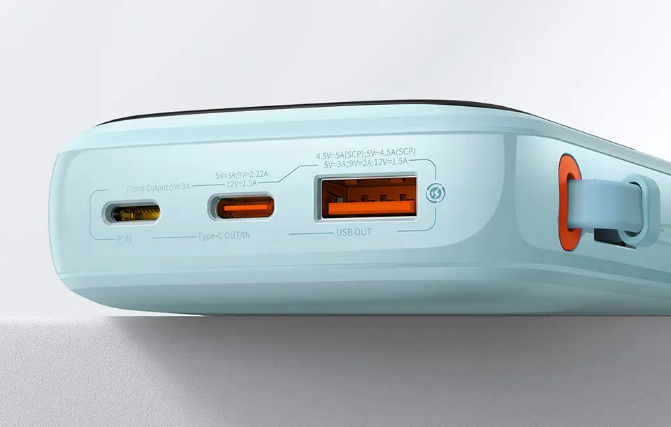 Powerbank Baseus Qpow Pro z kablem USB-C, USB-C, USB, 10000mAh, 22.5W (niebieski)