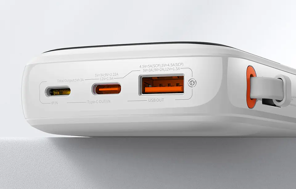 Baseus Qpow Pro Powerbank with USB-C, USB-C, USB, 10000mAh cable, 22.5W (white)