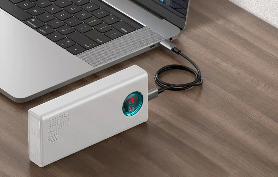 Powerbank Baseus Amblight 30000mAh, 4xUSB, USB-C, 65W (biały)