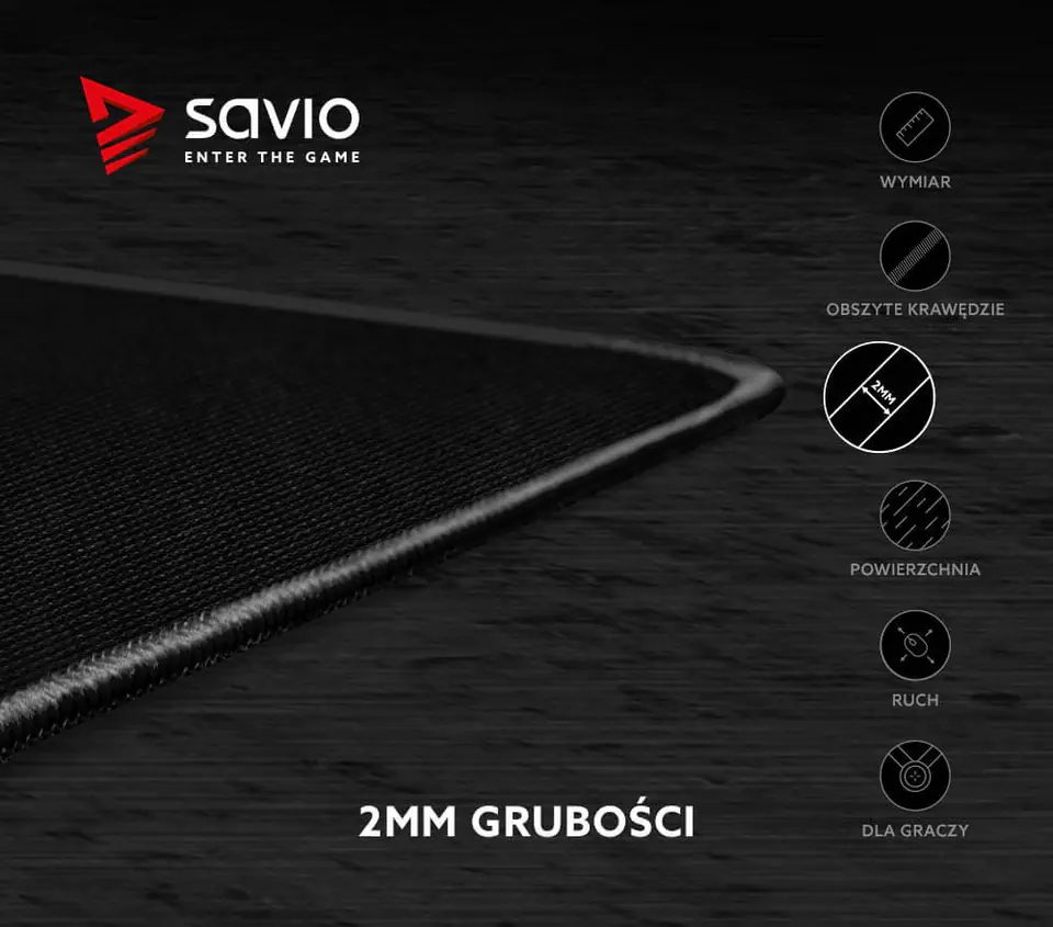 Podkładka pod mysz gaming SAVIO Precision Control S 250x250x2mm, obszyta