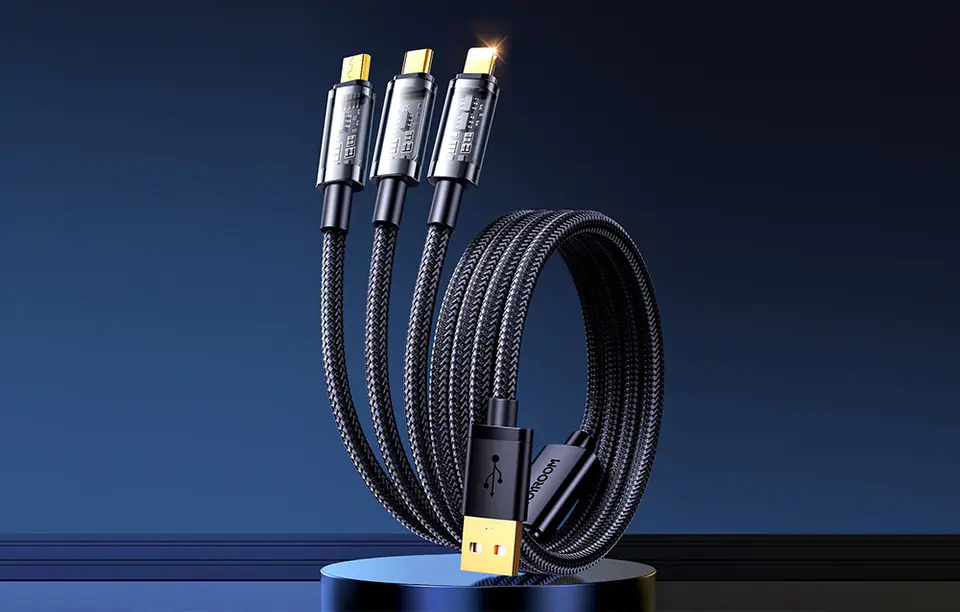 USB Joyroom Cable S-1T3015A5 3in1 USB-C / Lightning / Micro USB 3.5A 1.2m (Black)