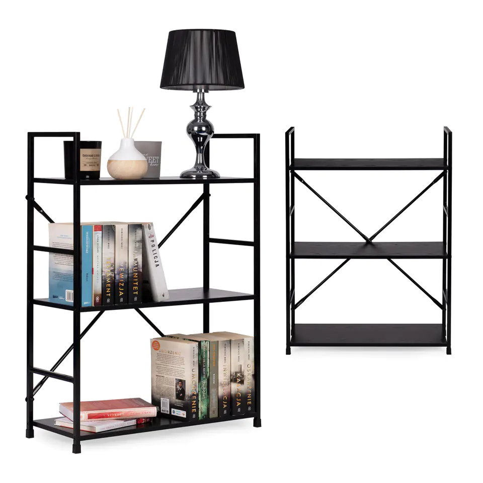 Wooden shelving metal frame wide LOFT 3 shelves