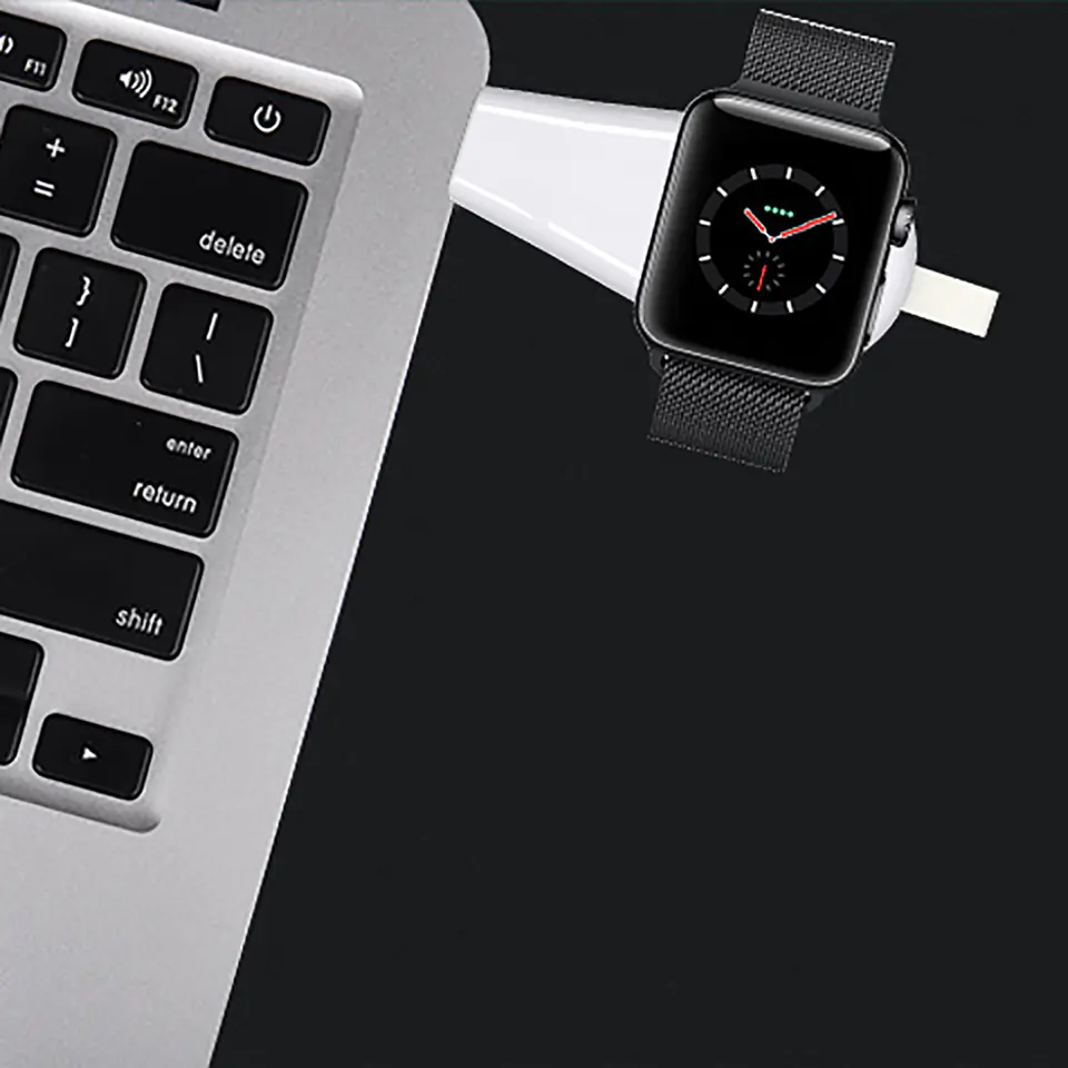 4smarts Ładowarka indukcyjna VoltBeamMini dla Apple Watch 1-8/SE z kablem 1m USB-A 2.5W biały/white 462332