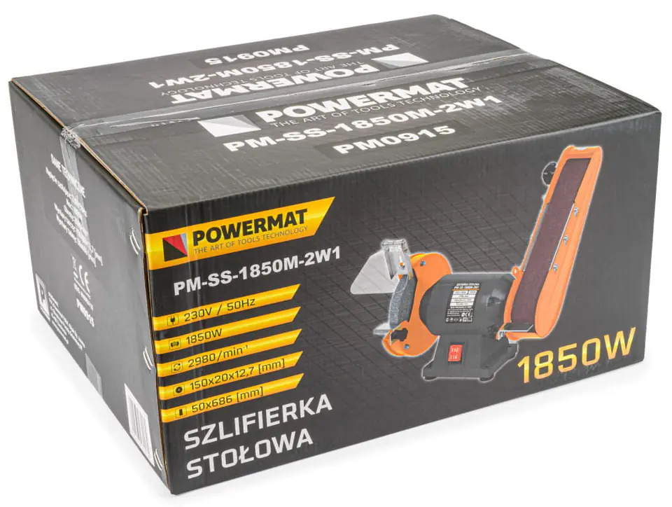Szlifierka stołowa kamieniowa i taśmowa Powermat PM-SS-1850M-2W1