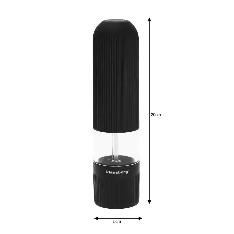 Electronic salt/pepper mill, black Klausberg - KB-7434