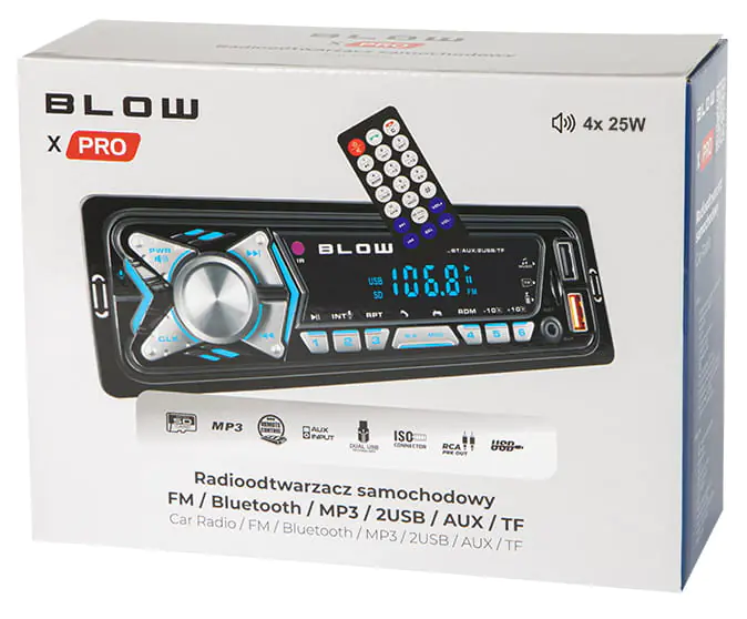 Radio samochodowe Blow X-PRO Bluetooth, MP3, USB, Pilot