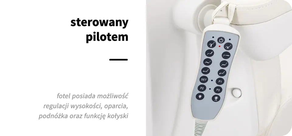 Fotel kosmetyczny elektryczny obrotowy Azzurro 873 biały