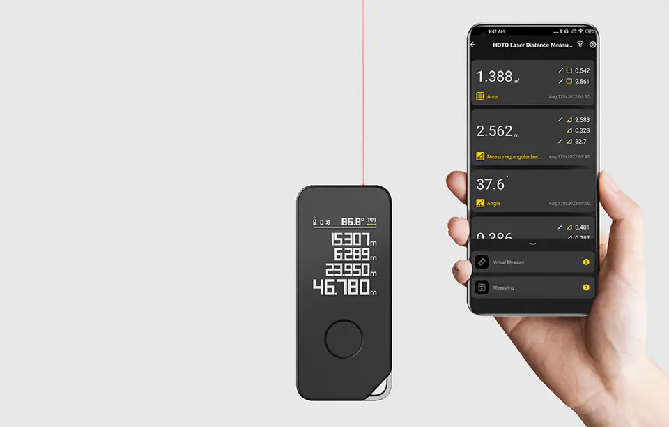 Laser Distance Meter HOTO H-D50, bluetooth, 50m