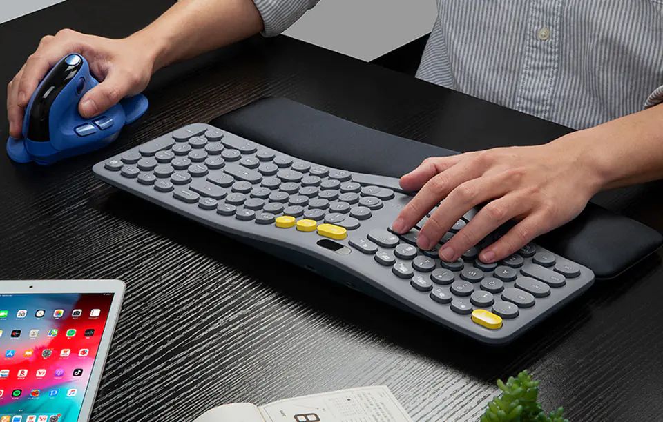 Delux GM903CV Wireless Ergonomic Keyboard BT+2.4G (Grey)