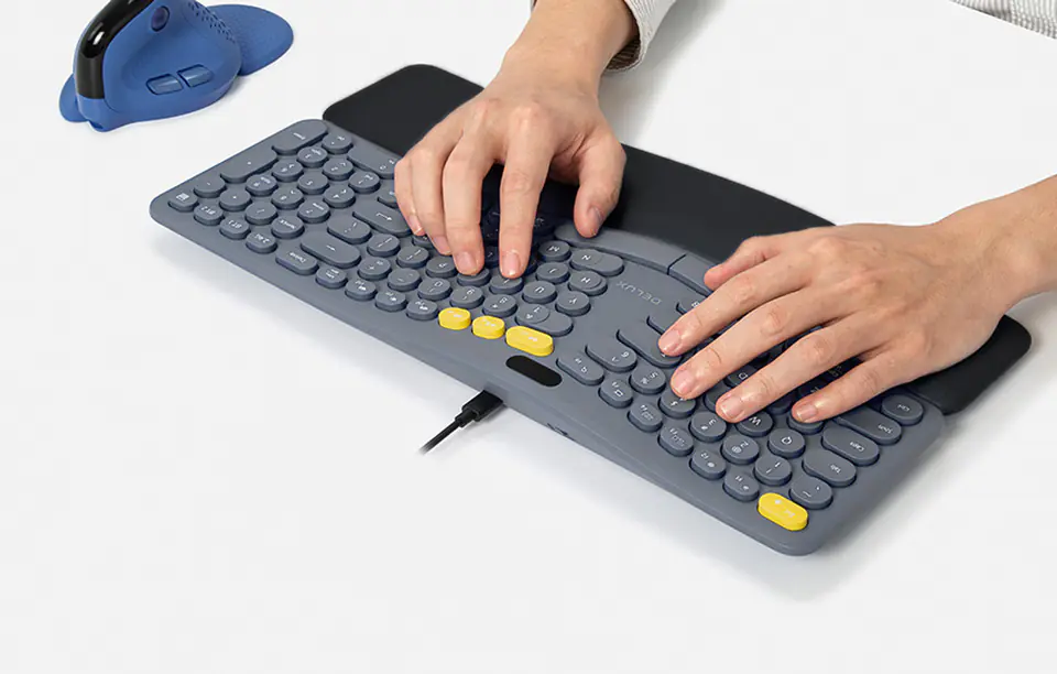 Delux GM903CV Wireless Ergonomic Keyboard BT+2.4G (Grey)