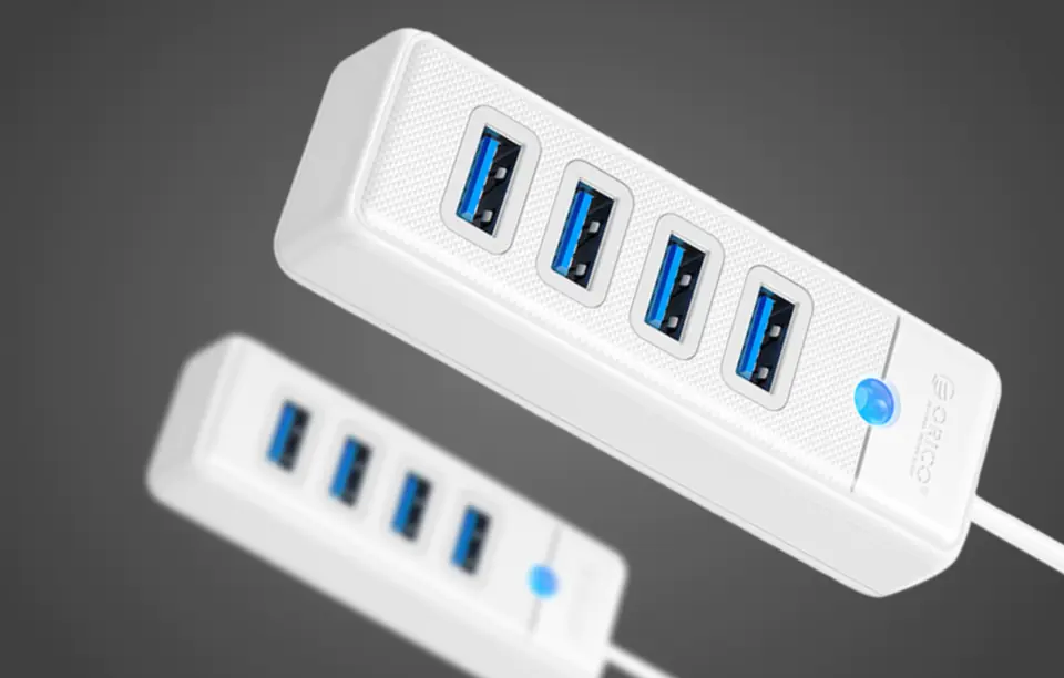 Adapter Hub USB do 4x USB 3.0 Orico, 5 Gbps, 0.15m (biały)