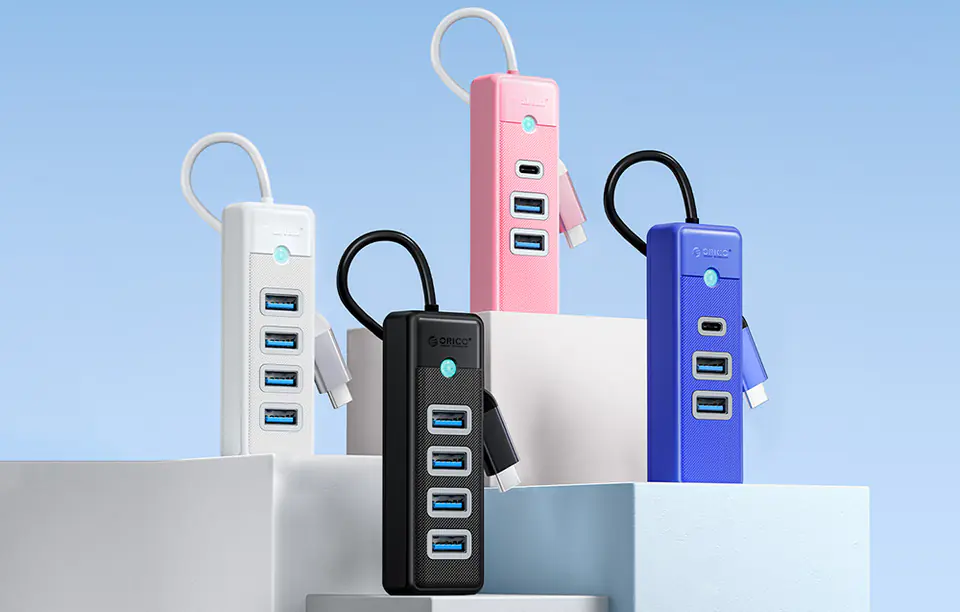 Adapter Hub Orico PW4U USB-C do 4x USB 3.0 (czarny)