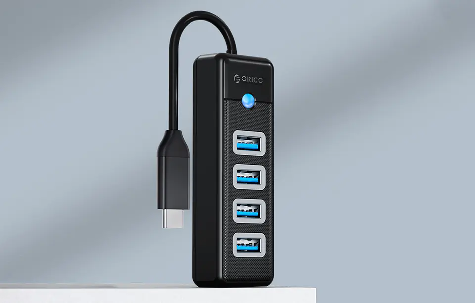 Adapter Hub Orico PW4U USB-C do 4x USB 3.0 (czarny)