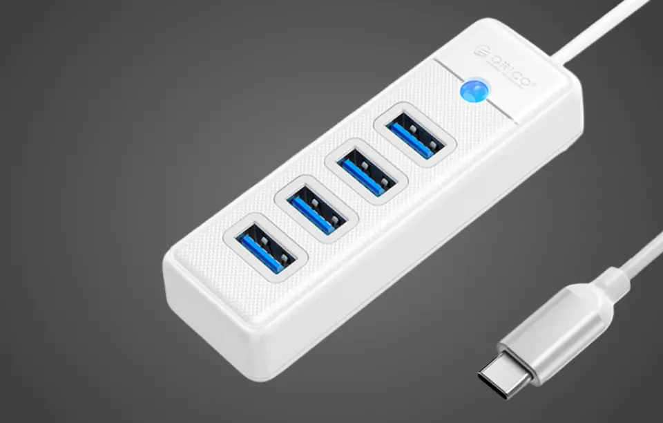 Adapter USB-C to 4x USB 3.0 Orico, 5 Gbps, 0.15m (white)