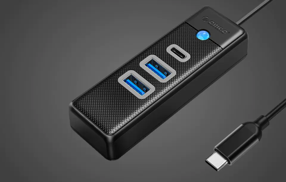 Orico Hub USB-C to 2x USB 3.0 + USB-C, 5 Gbps, 0.15m (Black)