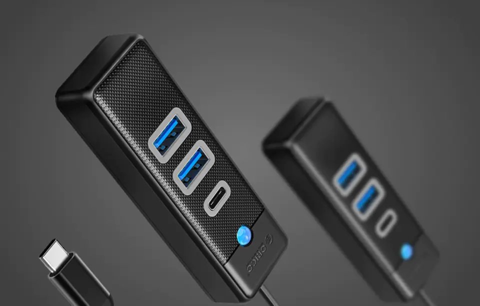 Orico Hub USB-C to 2x USB 3.0 + USB-C, 5 Gbps, 0.15m (Black)