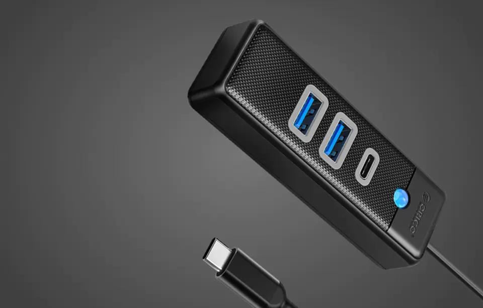 Orico Hub USB-C to 2x USB 3.0 + USB-C, 5 Gbps, 0.15m (Black)