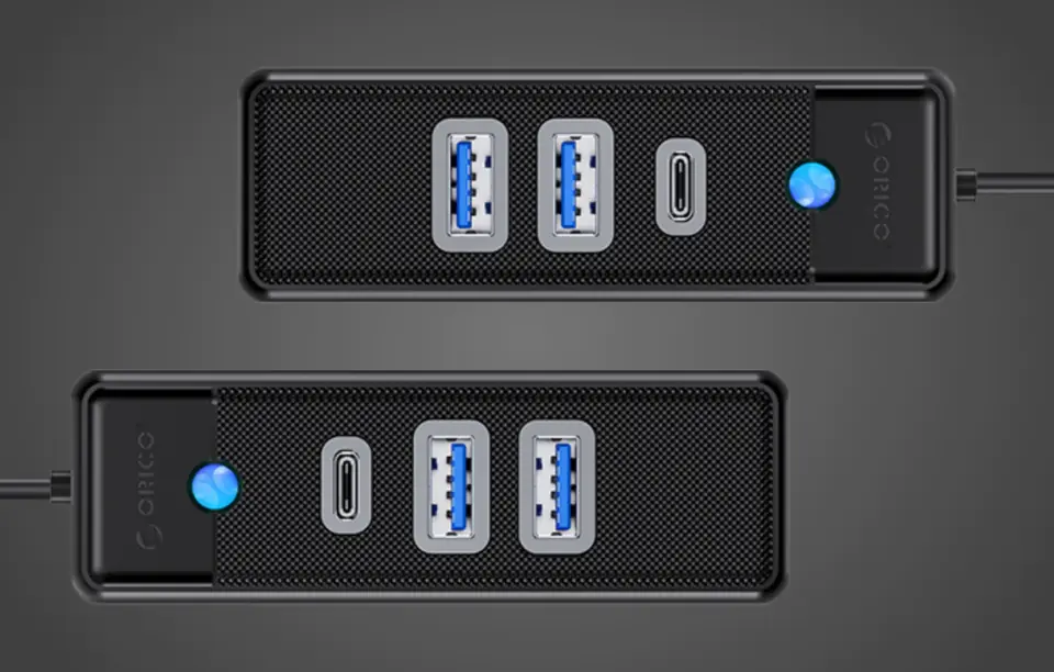 Orico Hub USB-C to 2x USB 3.0 + USB-C, 5 Gbps, 0.15m (Black)