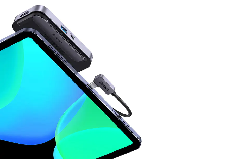 Baseus PadJoy Serisi 4'ü 1 arada Hub USB-C - USB 3.0 + HDMI + USB-C PD + 3,5 mm jak (Gri)