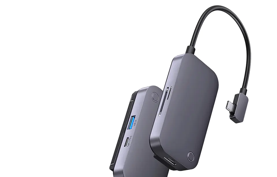 6in1 Baseus PadJoy Series USB-C to USB 3.0 + HDMI + USB-C PD + 3.5mm jack + SD/TF (grey)