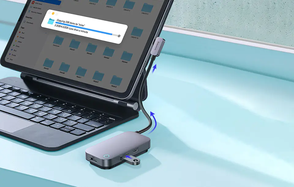 6in1 Baseus PadJoy Series USB-C to USB 3.0 + HDMI + USB-C PD + 3.5mm jack + SD/TF (grey)