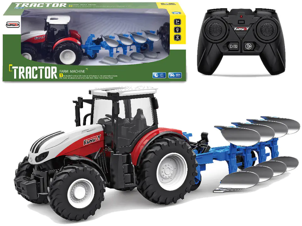 Remote control shop tractor with plow