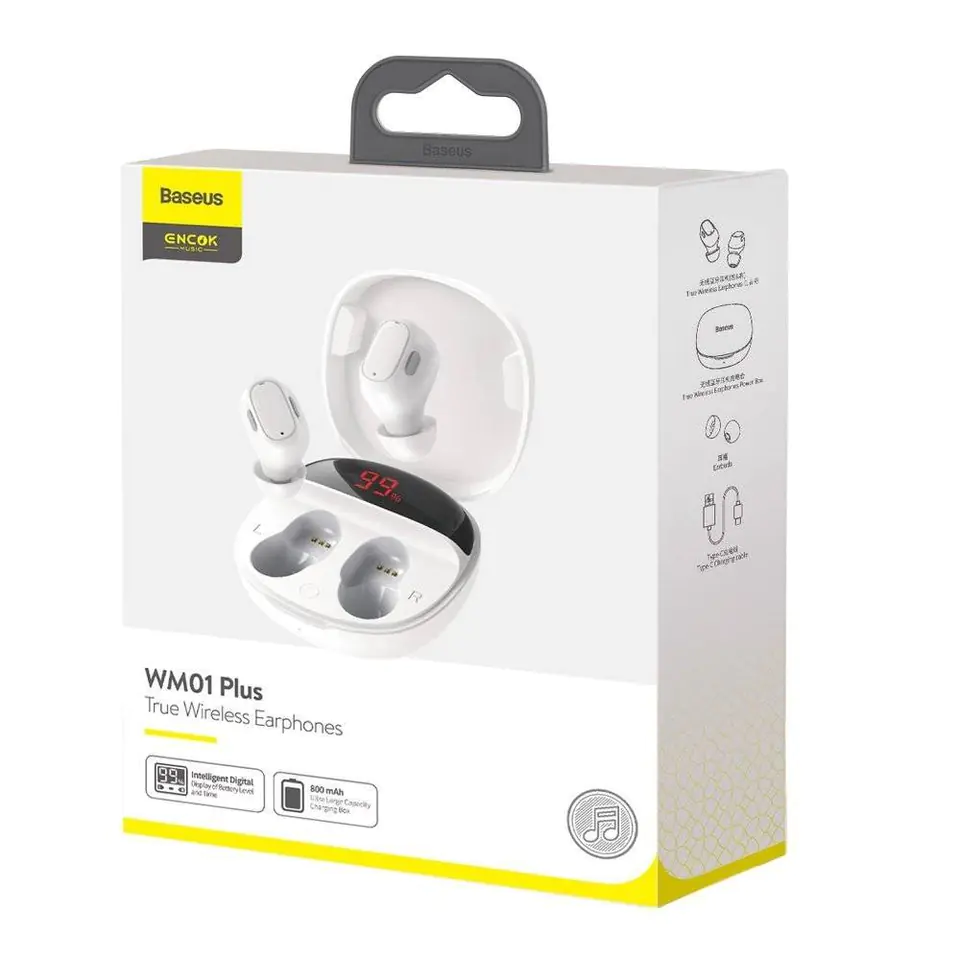 TWS Baseus Encok WM01 Plus headphones white Wasserman.eu