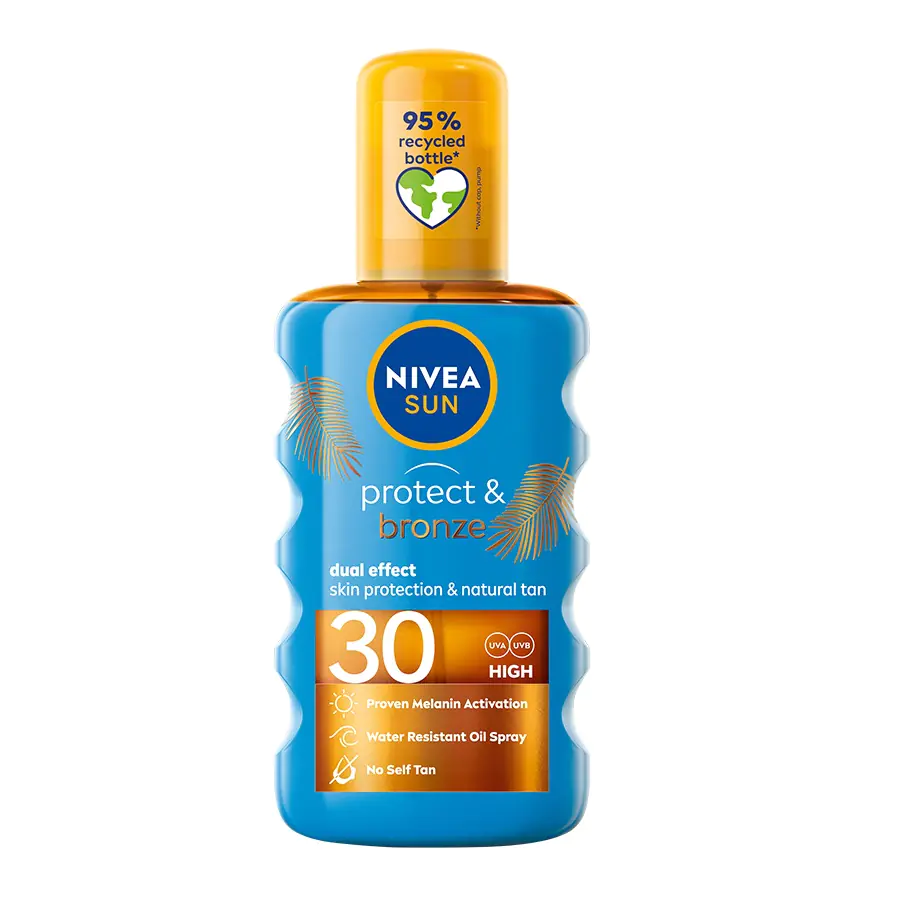 Nivea Sun Protect Bronze Oil Spray Activating Natural Tan SPF30 200ml ...