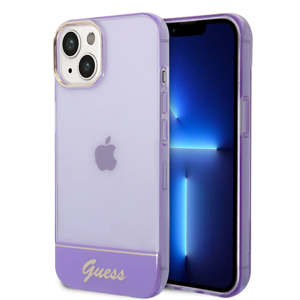 Guess GUHCP14SHGCOU iPhone 14 / 15 / 13  6.1" fioletowy/purple hardcase Translucent