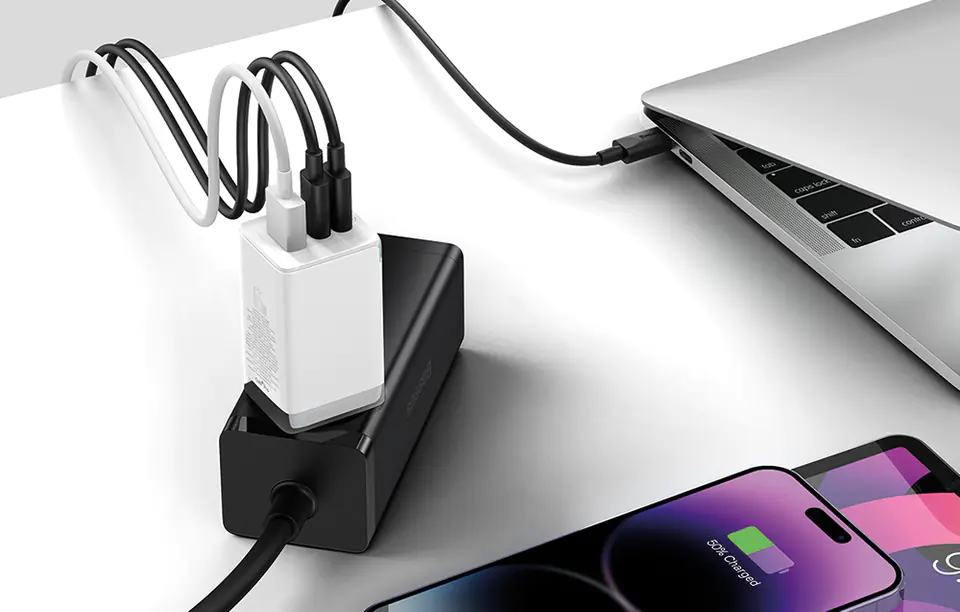 Ładowarka sieciowa Baseus GaN5 Pro 2xUSB-C + USB, 65W (biała)