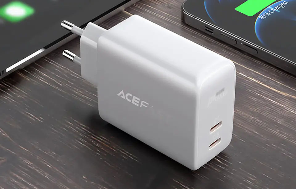 Wall charger Acefast A9, PD 40W, 2x USB-C (white)