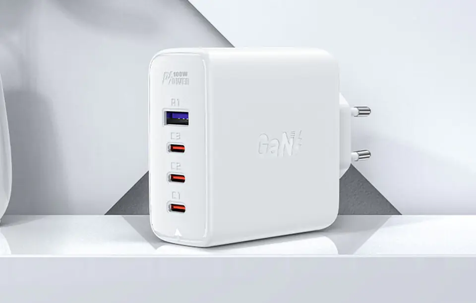 Wall charger Acefast A37 PD 100W GaN, 4x USB, 100W (white)
