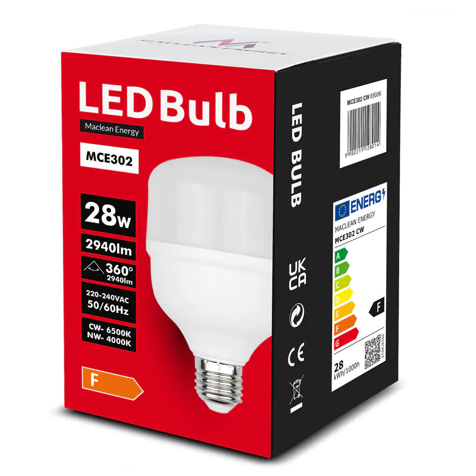 Żarówka LED E27 28W 220-240V Neutralna biała, 4000K, 2940lm