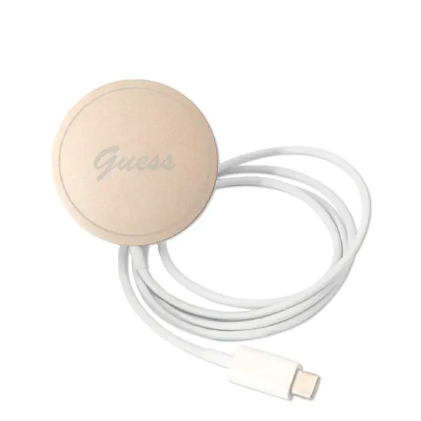 Zestaw Guess GUBPP14SH4EACSW Case+  Charger iPhone 14 / 15 / 13 6,1" brązowy/brown hard case 4G Print MagSafe