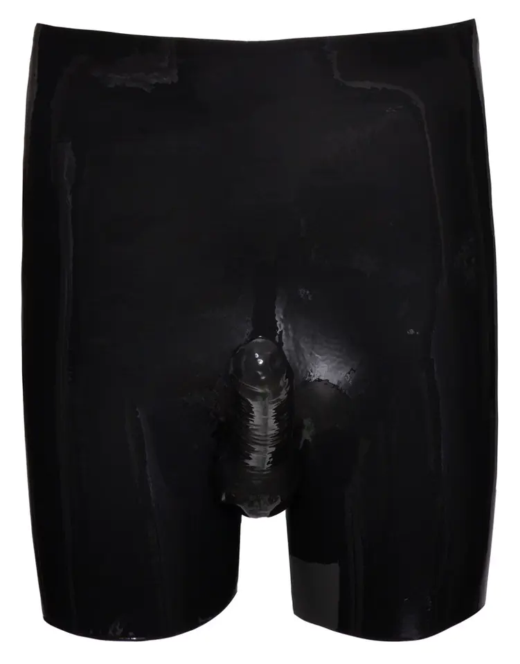 Latex shorts with penis cover and M Latex condom