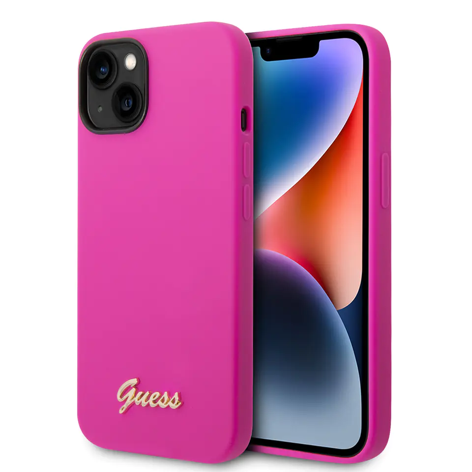 Guess GUHCP14MSLSMF iPhone 14 Plus/ 15 Plus 6.7" fuksja/fuschia hard case Silicone Vintage Gold Logo