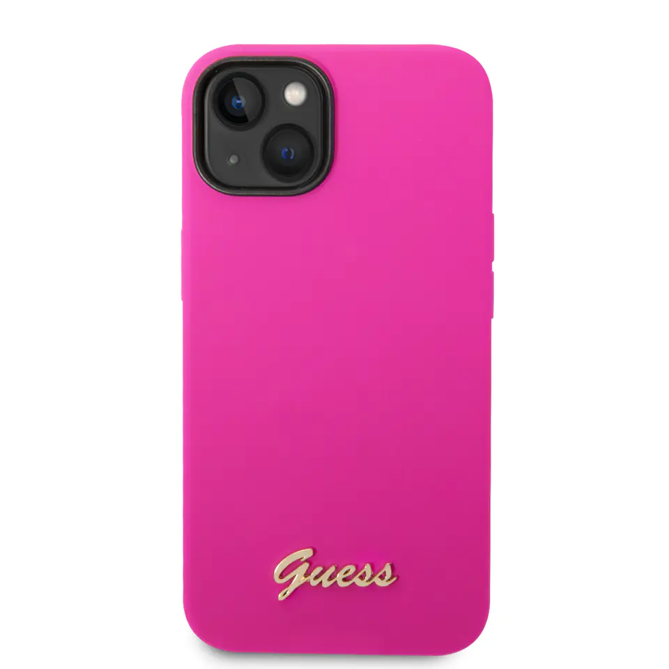 Guess GUHCP14MSLSMF iPhone 14 Plus/ 15 Plus 6.7" fuksja/fuschia hard case Silicone Vintage Gold Logo