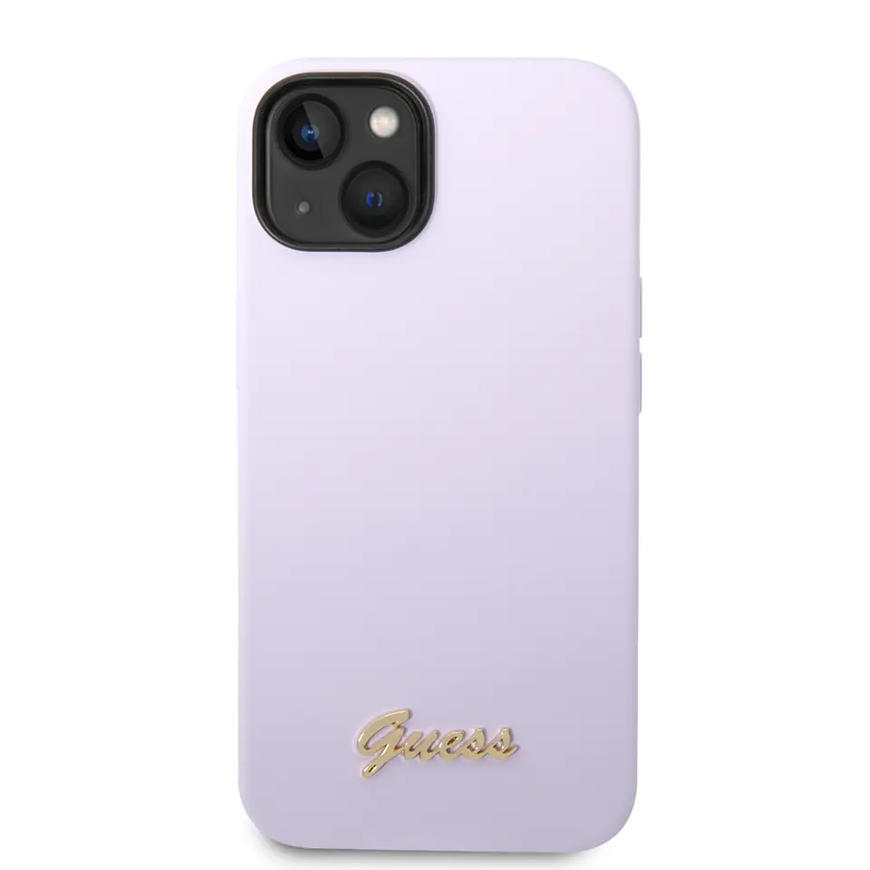 Guess GUHCP14MSLSMU iPhone 14 Plus/ 15 Plus 6.7" fioletowy/purple hard case Silicone Vintage Gold Logo