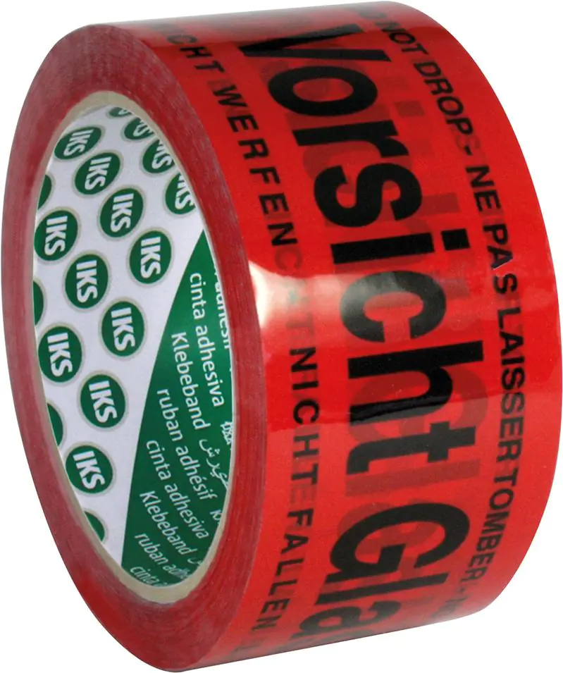 Tape glue. PVC 50mmx66m with Carefully Glass,in 4 languages