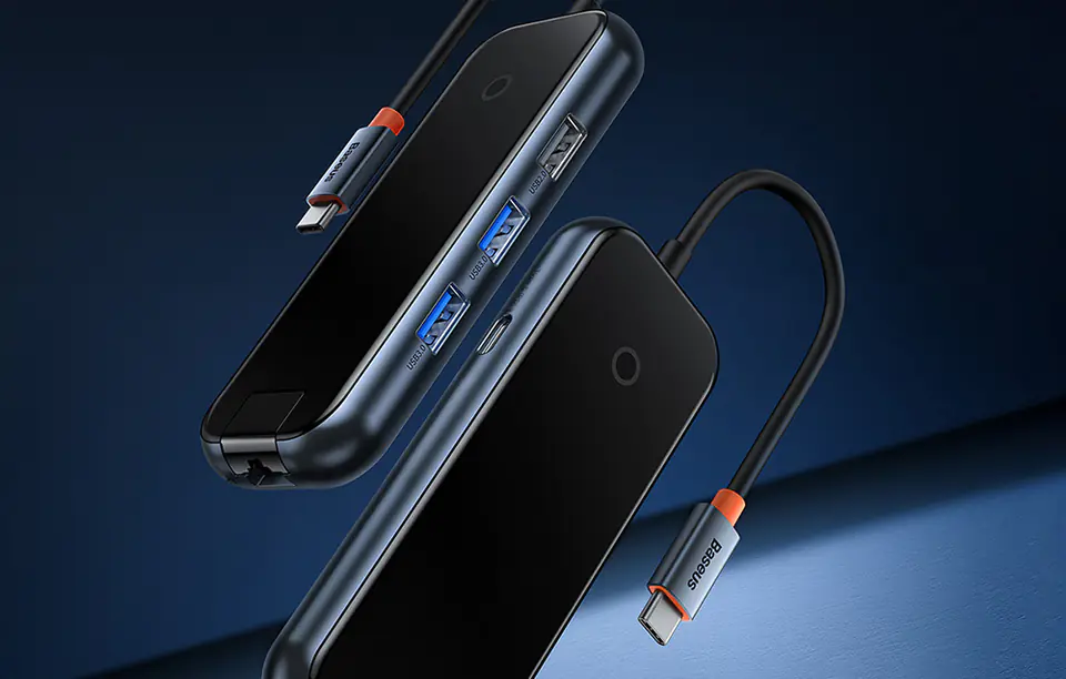 Baseus AcmeJoy series 5in1 Hub USB-C to 2xUSB 3.0 + USB 2.0 + USB-C PD + RJ45 (grey)