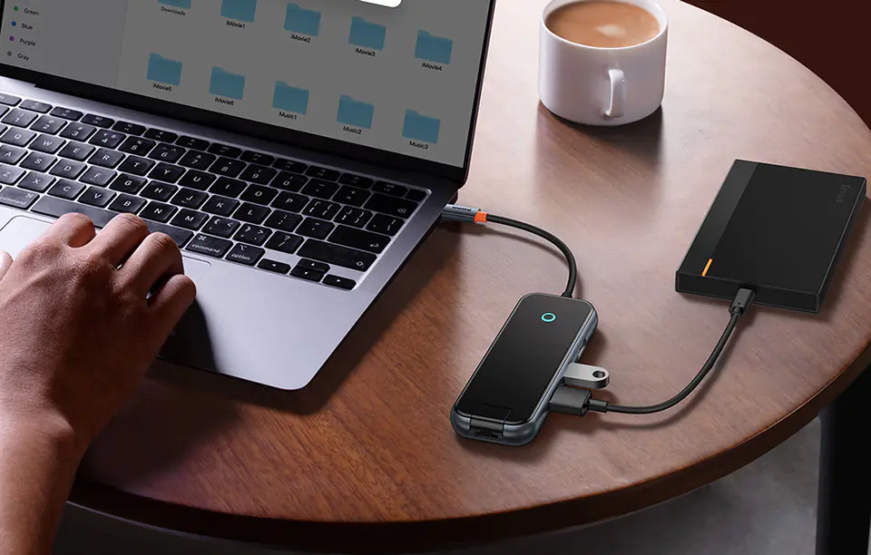 Baseus AcmeJoy series 5in1 Hub USB-C to 2xUSB 3.0 + USB 2.0 + USB-C PD + RJ45 (grey)