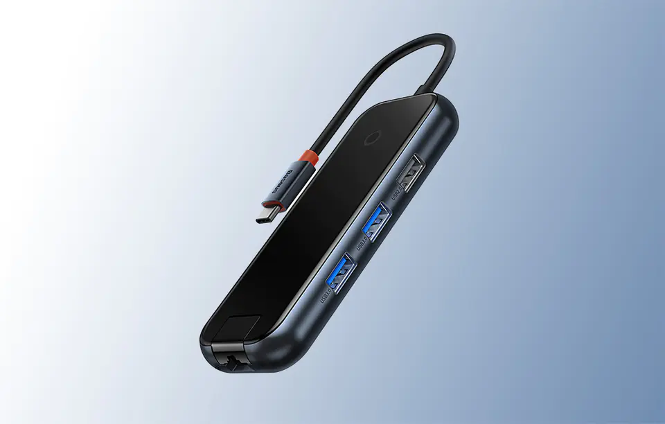 Baseus AcmeJoy series 5in1 Hub USB-C to 2xUSB 3.0 + USB 2.0 + USB-C PD + RJ45 (grey)