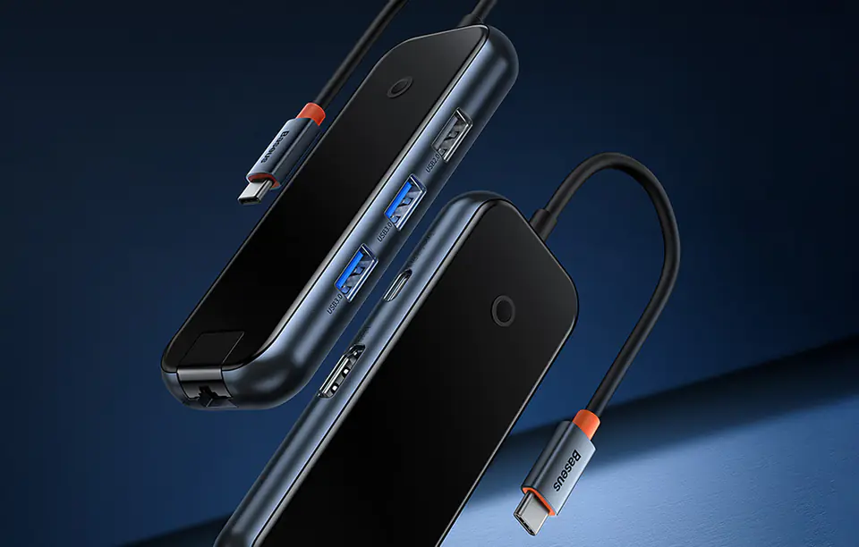 Hub 6in1 Baseus AcmeJoy series USB-C to 2xUSB 3.0 + USB 2.0 + USB-C PD + HDMI + RJ45 (grey)