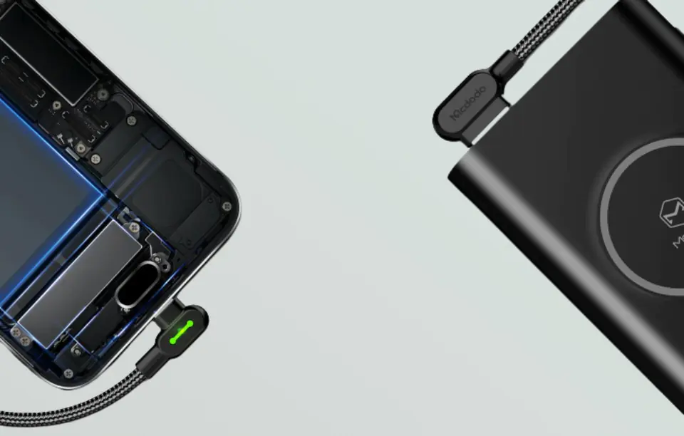 Kabel USB do USB-C kątowy Mcdodo CA-5280 LED, 1.2m (czarny)