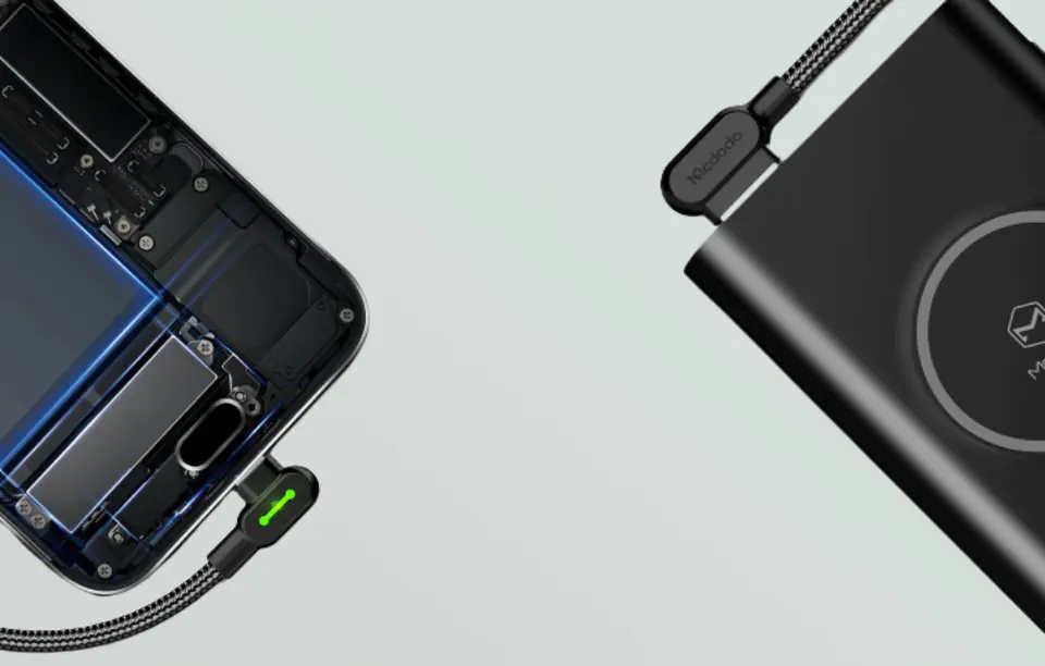 USB to USB-C cable angled Mcdodo CA-5280 LED, 1.2m (black)