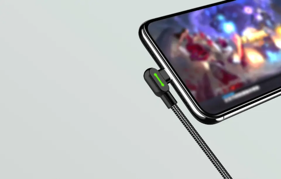 USB to USB-C cable angled Mcdodo CA-5280 LED, 1.2m (black)