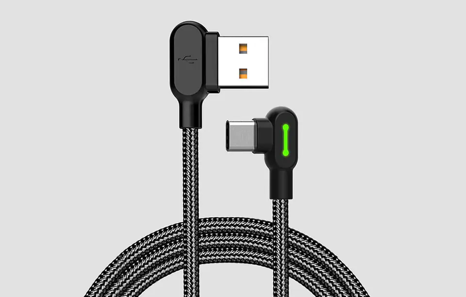 USB to USB-C cable angled Mcdodo CA-5280 LED, 1.8m (black)
