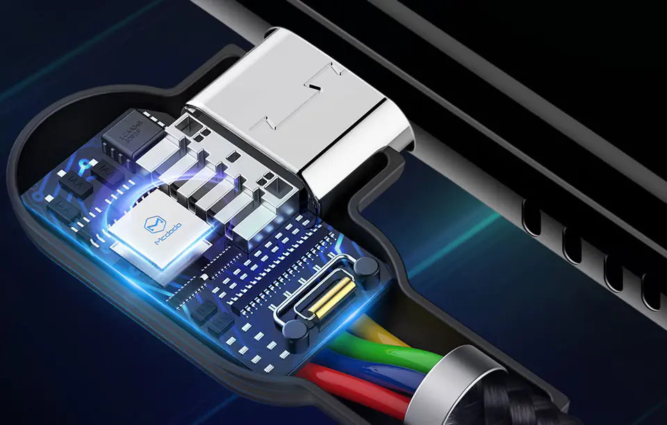 Kabel USB do Micro USB kątowy Mcdodo CA-5280 LED, 1.8m (czarny)